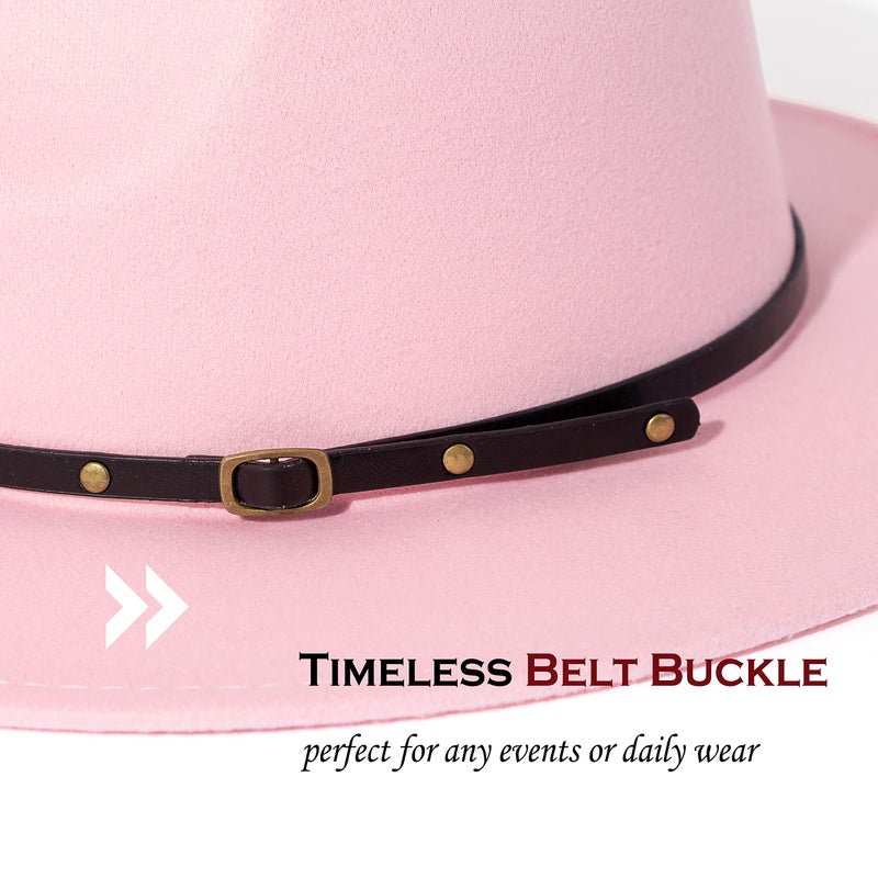 Lisianthus Women Belt Buckle Fedora Hat Pink - Image 3